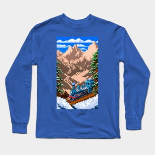 Train Over the Mountain Pixel art Long Sleeve T-Shirt